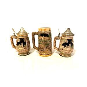 2 German beer stein Wiesbaden Haus & 1 Beer Stein Made Japan
